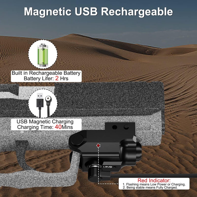 LIGHTWIN Red/Green/Blue Laser Sight, Aluminum Ultra Low Profile Compact Picatinny Mount Laser Dot Sight, Strobe Mode Available, Magnetic USB Rechargeable Beams for Taurus G2c G2s G3 G3c - Image 3